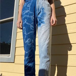 Super Unique Hand-stitched and Indigo Dyed Mom Jeans